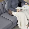 MH Modern Velvet Upholstered Sofa Couch, 3 Seat Tufted Back with Nail Arms with 2 pillows, Solid wood Legs, Sleeper Sofa for Living Room, Compact Livi