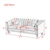 MH Modern Velvet Upholstered Sofa Couch, 3 Seat Tufted Back with Nail Arms with 2 pillows, Solid wood Legs, Sleeper Sofa for Living Room, Compact Livi