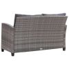 6 Piece Patio Sofa Set with Cushions Poly Rattan Dark Gray