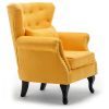 Accent Wingback Chair; Modern Tufted Linen Club Chair; Rivet Roll Arm Chair for Living Room; Bedroom; yellow