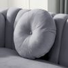 MH Modern Velvet Upholstered Sofa Couch, 3 Seat Tufted Back with Nail Arms with 2 pillows, Solid wood Legs, Sleeper Sofa for Living Room, Compact Livi
