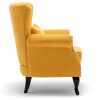 Accent Wingback Chair; Modern Tufted Linen Club Chair; Rivet Roll Arm Chair for Living Room; Bedroom; yellow